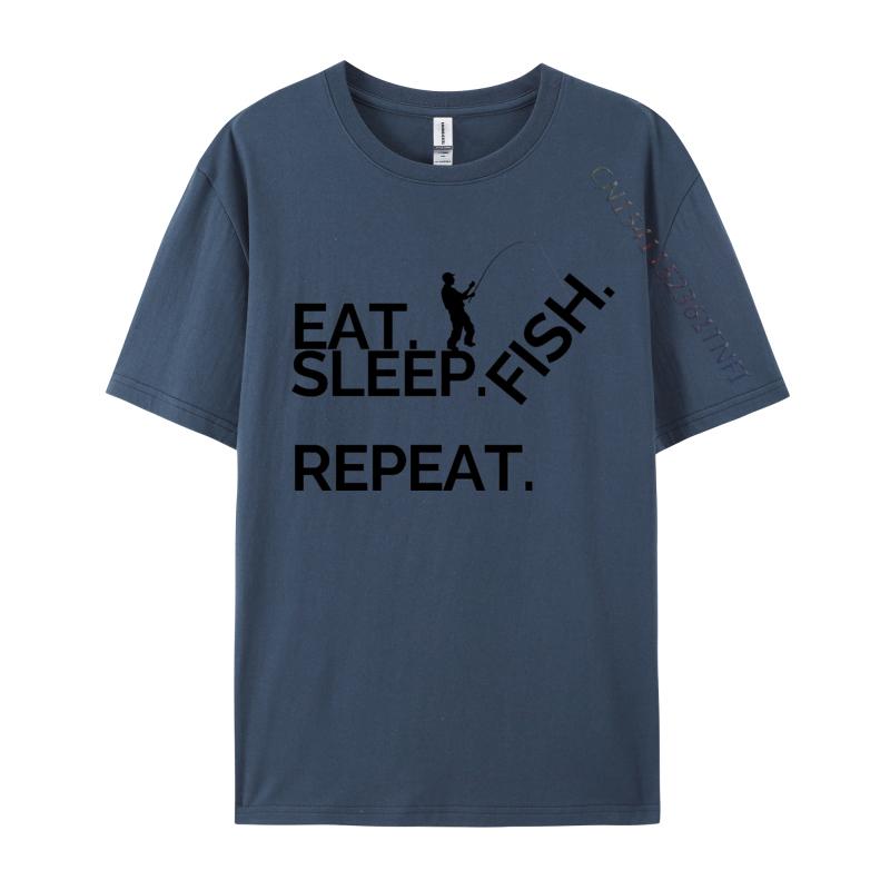 Eat Sleep Fish Repeat Tshirt Cotton Normal Tees Coupons Unisex TShirt Casual Tops Shirts Wholesale Basic