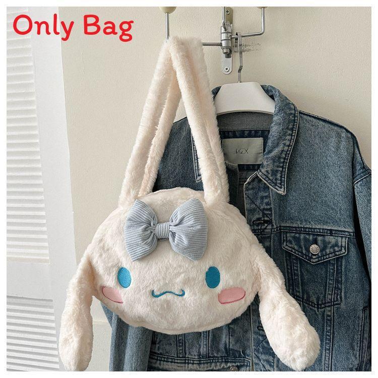 Kuromi Large Tote Bag With Plush Embroidery For Daily Casual Use