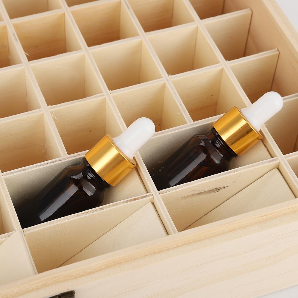 Natrual Single layer Wooden Large Essential Oil Storage Box Case Container 74 Bottles
