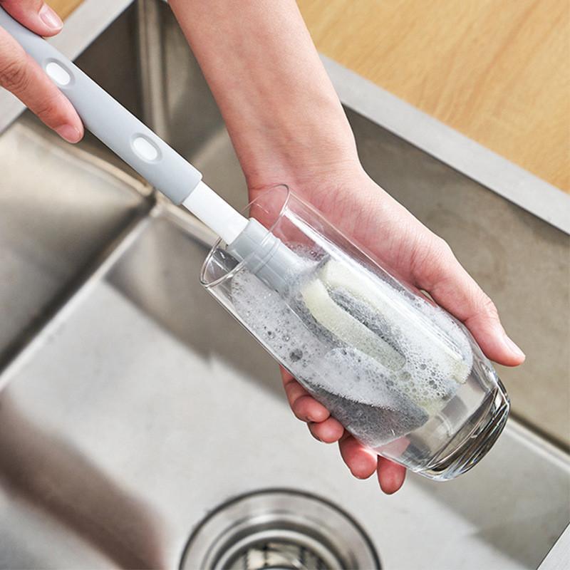 Baby Flexible Bottle Cleaner With Long Handle And Sponge For Home Kitchen Use