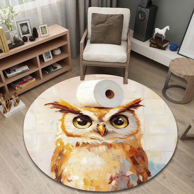 Trendy Round Fox Multicolor Rug Mat, Non-Slip Floor Mat for Office