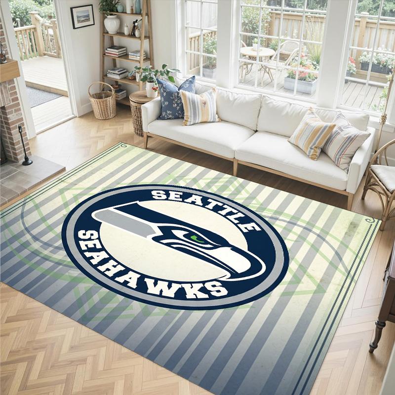 Seattle Seahawks Design Crystal Velvet Carpet Cozy Non?Slip Printed Rug For Bedroom Living Room Entrance