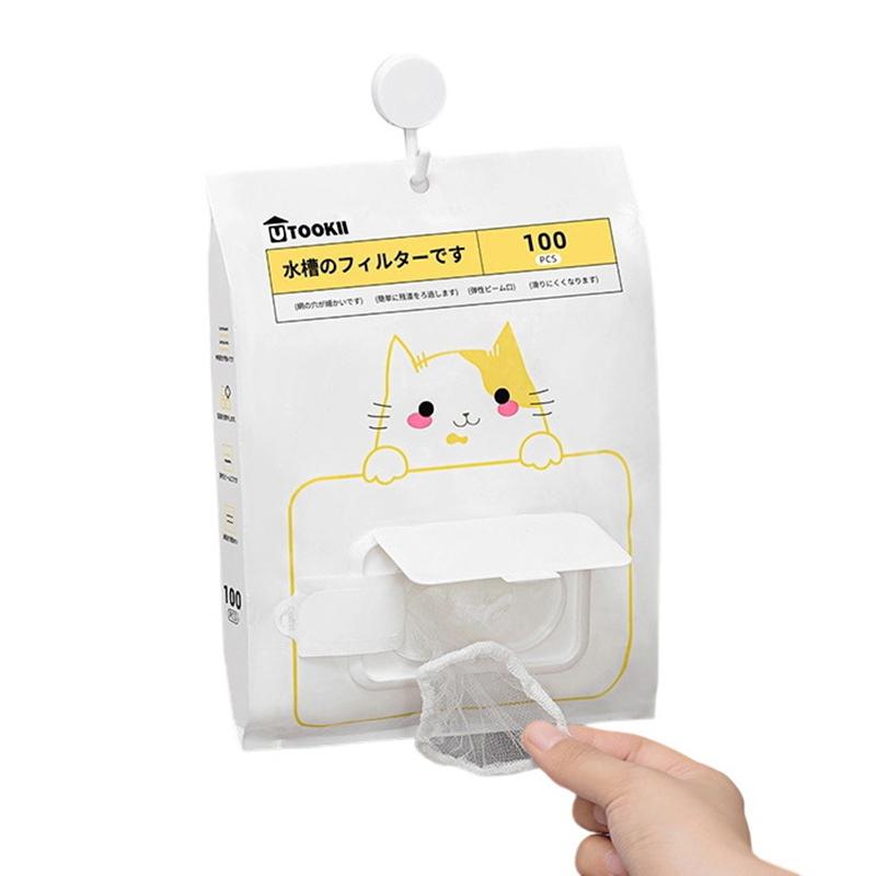 100Pcs Disposable Kitchen Sink Filtermesh Sewer Garbage Filter Meal Residue Pool Mesh Bag Drainage Screen Sink Garbage Net