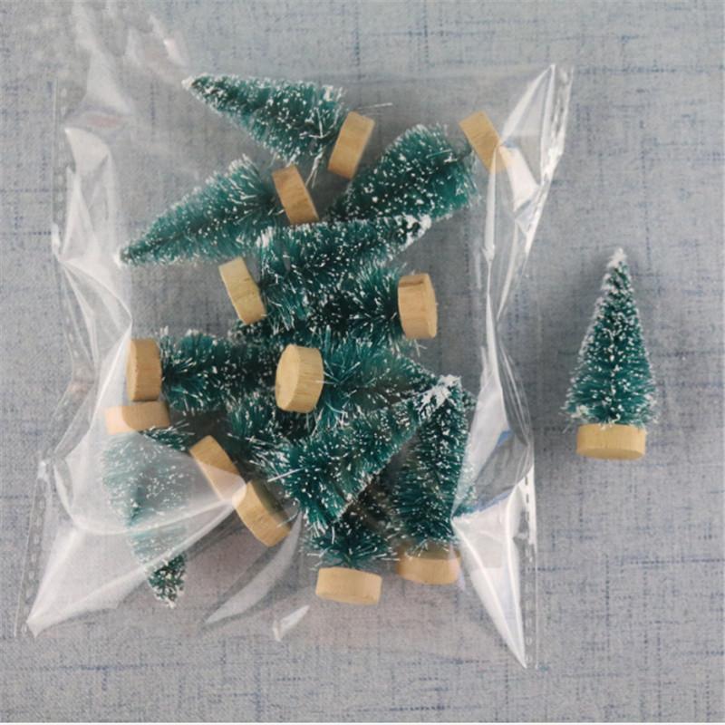 

12шт мини Рождественская елка Снежная сосна Рождественские украшения DIY Снежные украшения Мини-елки 12pcs/pack темно-зеленого