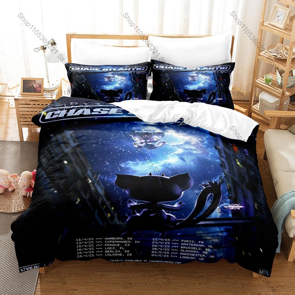 Vintage Smoke Chase Atlantic Group Poster HD Print 3 Piece Bedding Set Duvet Cover + 2 Pillowcases Dark Pop Music Lovers Gift