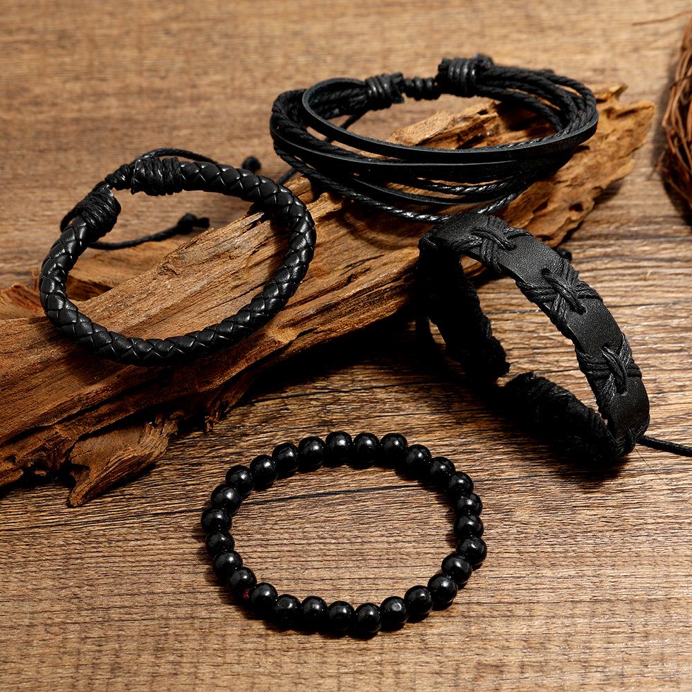 Retro Braided Leather Bracelet Set for Men - DIY Personalized Jewelry Accessories
