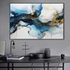 Modern Blue and Gold Abstract Posters Swirling Lines Prints Canvas Oil Painting Wall Art Pictures Home Living Room Decoration