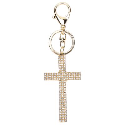 Cross Keychain Diamond Metal Key Chain Bag Pendant Accessories Small Gift Craft White