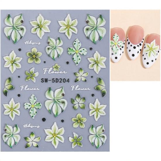 5D Embossed Flower Nail Art Stickers Self-adhesive DIY Spring Summer Floral Manicure Decor Decals Women Nail Accessories for Home Salon