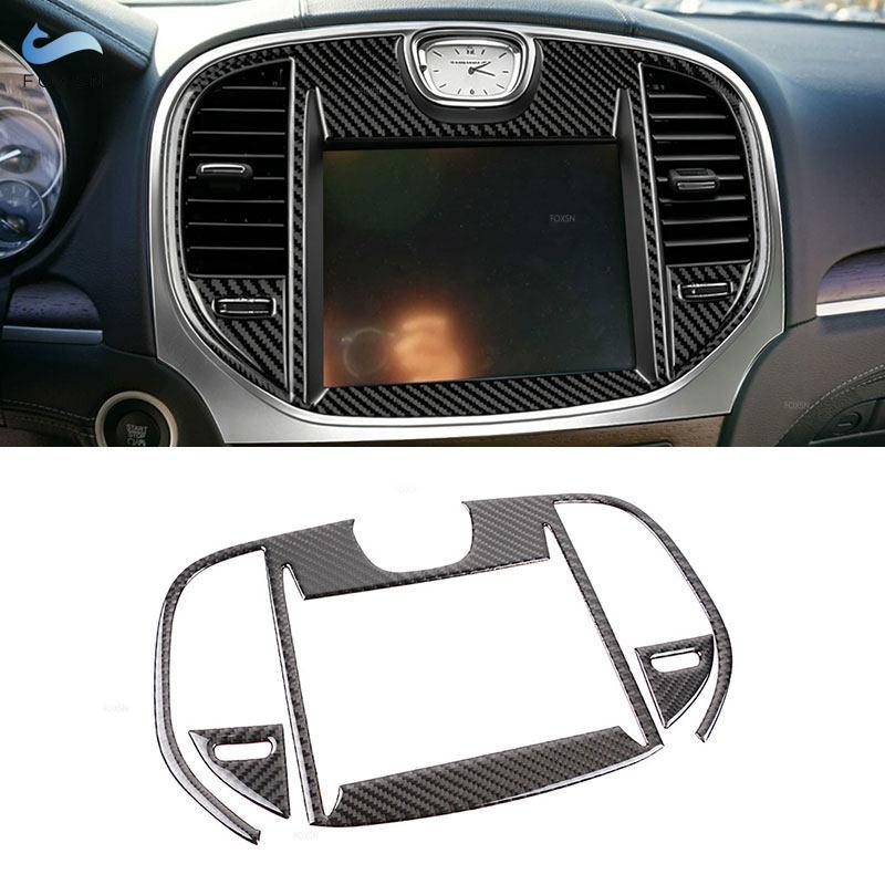 For Chrysler 300 300C 2011 2012 2013 2014 Soft Carbon Fiber Car Interior Center Console Screen Panel Air Vent Outlet Frame Trim