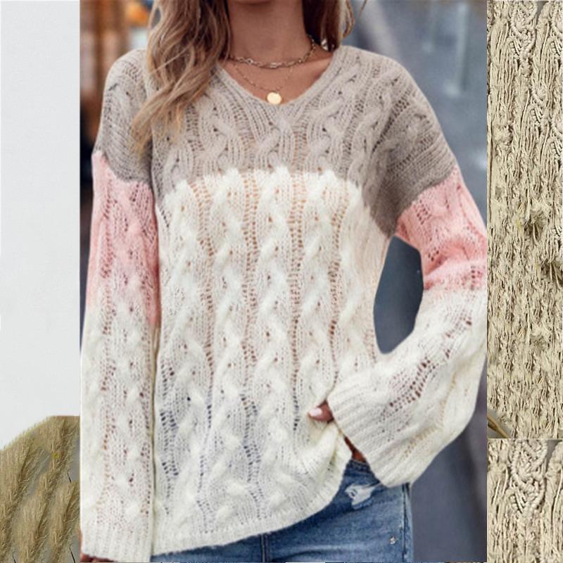 Herbst und Winter Neu Übergröße Damenpullover Mode Elegant Einfarbig Kapuzenstrickpullover Damen Vintage Locker Lässig Damen Strickwaren Pullover 25117