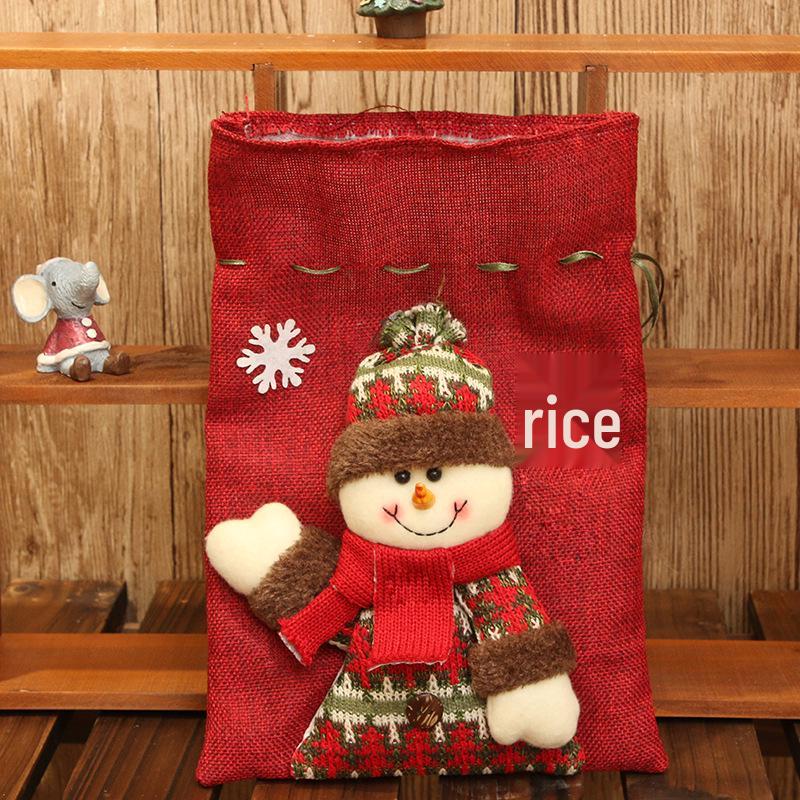 3D vánoční panenka taška na cukroví s červenou jutou - Sváteční dárková taška pro děti