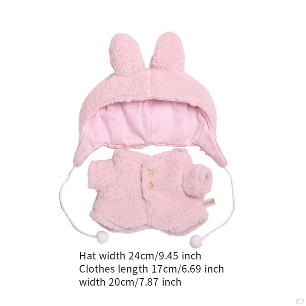 Plush Doll Romper with Hat Bodysuit Dress Up 14.96'' Pink Lightweight Coordination DIY
