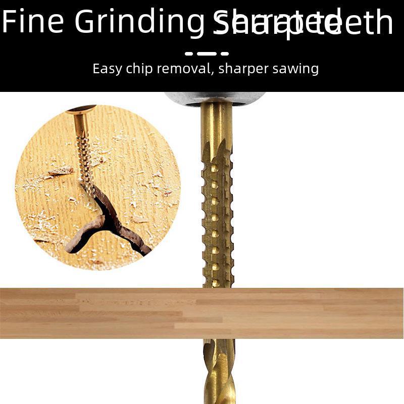 High-speed Steel 7-piece Step Drill Set with Slot Saw, Center Punch, Triangular Handle - Perfect for Woodworking Projects.