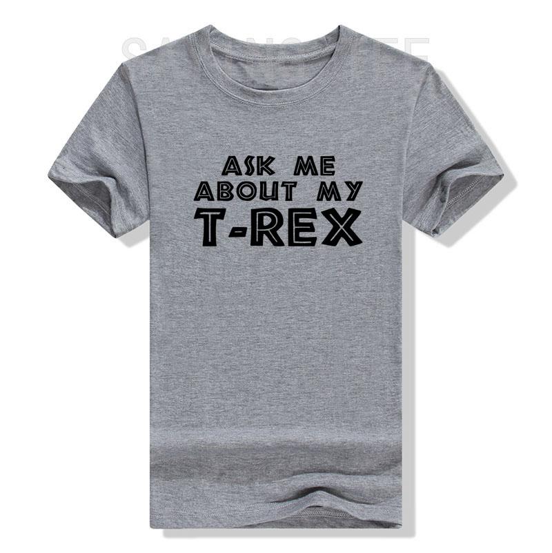 Herrenmode Frag mich nach meinem Trex T-Shirt Lustig Cool Dinosaurier Flip Grafik Neuheit T-Shirts Sarkastisches und Nerdiges Outfit Ehemann Geschenk