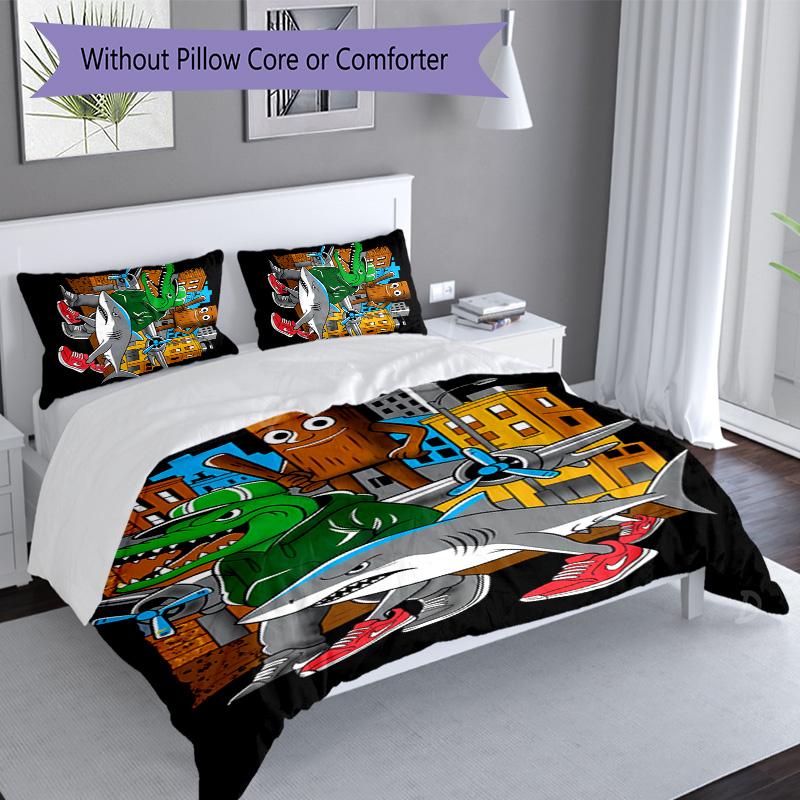 3pcs Italian Brainrot characters2 pattern bedding set duvet cover set includes duvet cover &pillowcases, perfect all season bedroom decoration & gift