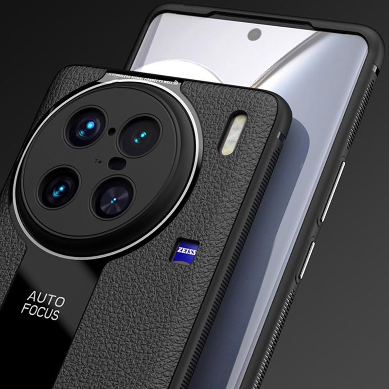 

Q.COO For vivo X90 Pro+ 5G Shockproof Phone Cover PU Leather+TPU+Acrylic Back Case Black