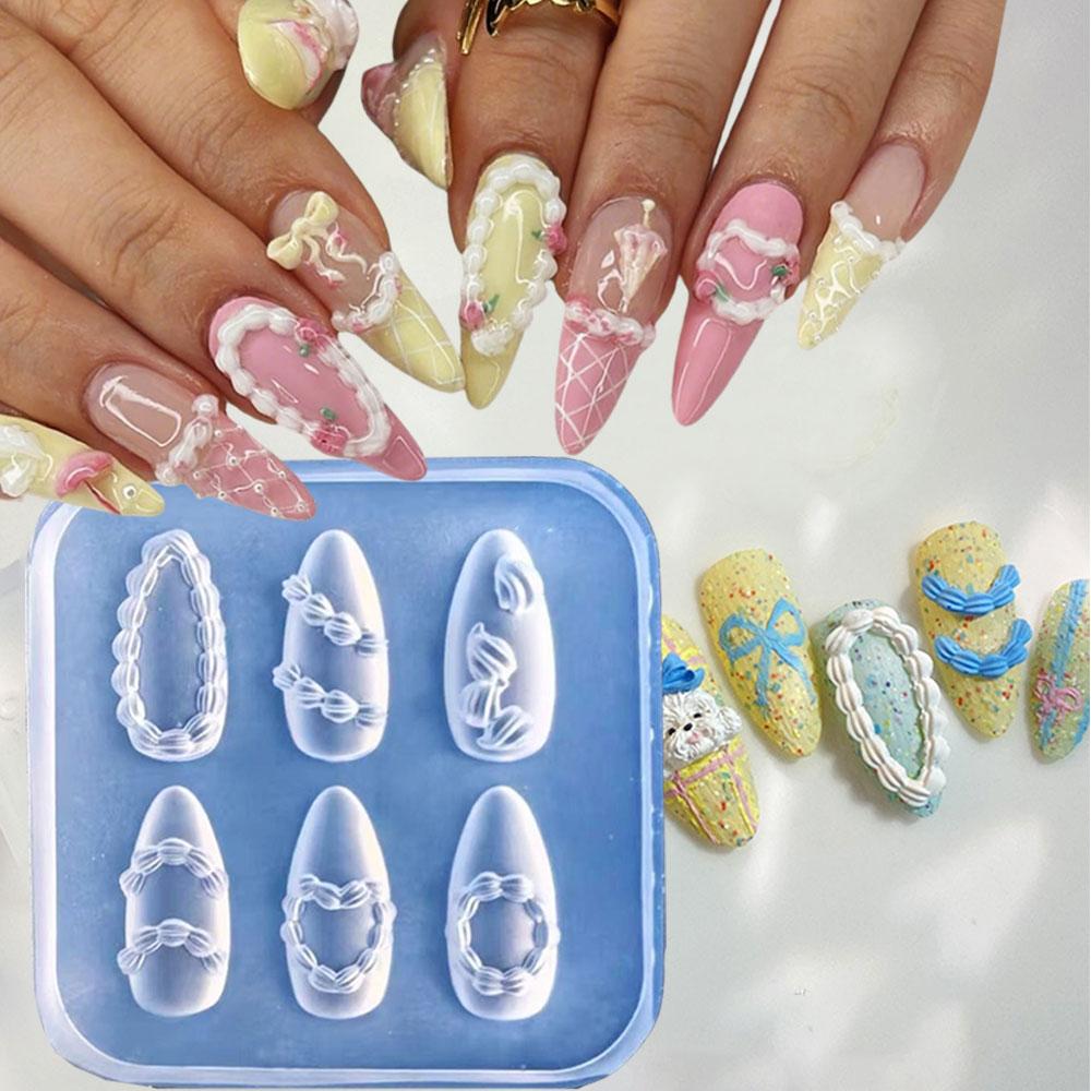 3D Summer Beach Ocean Charms Nail Silicone Mold Dolphin Shell Conch Starfish Coconut Tree Flower Templates Mold Nails Mold Tools
