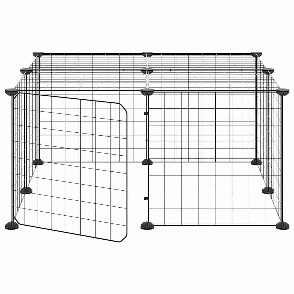 vidaXL 12-tlg. Haustierkäfig mit Tür Schwarz 70x70x35 cm Stahl