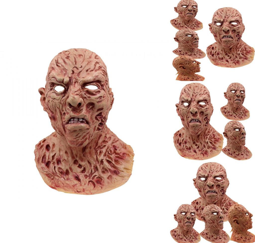 Gruselige Freddy Krueger Latexmaske Vollkopfhelm für Halloween-Party Cosplay