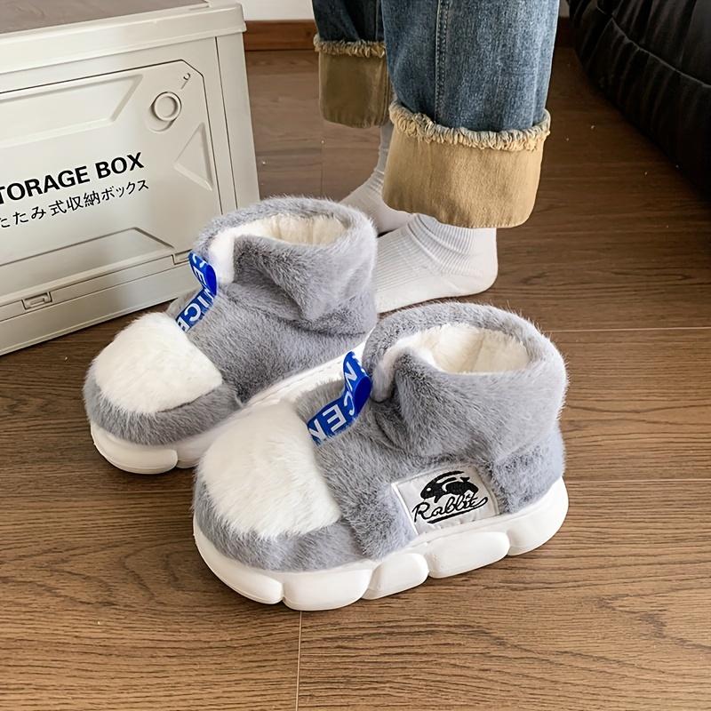 Unisex Winter Hausschuhe mit dicker EVA-Sohle - Plüschfleece Indoor/Outdoor Schuhe, Rutschfest Warm Bequem Lässiges Schuhwerk für Männer & Frauen