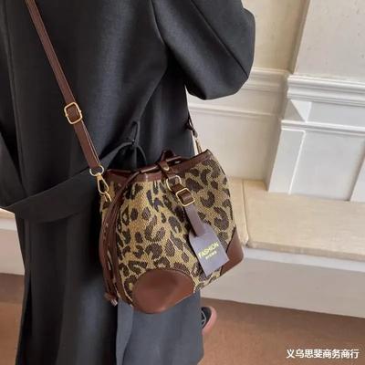 Leopardo PU Feminino Balde Bolsa Crossbody Bolsa de Ombro Bolsa Feminina Bolsa Feminina Moda Feminina Bolsa Tote