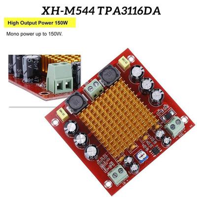 TPA3116DA DC 12V 24V 150W TPA3116D2 Mono Channel Digital Power Amplifier Amp Board With Preamplifier XH-M544