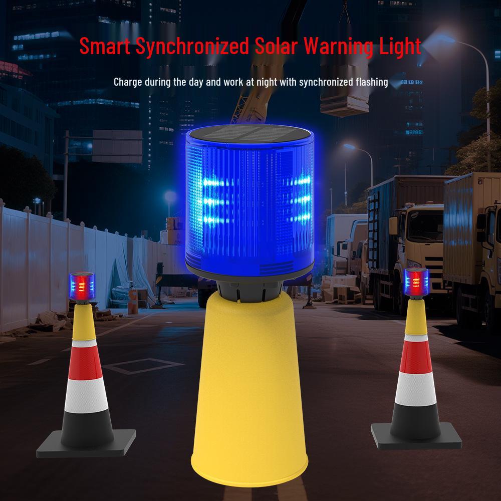 Solar Traffic Signal: Red/Blue Flashing Light with Alarm Sound