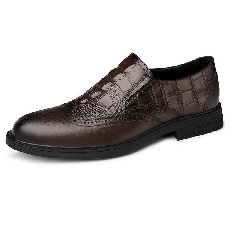 Men's shoes Brock leather shoes men's spring foot casual shoes foreign trade first layer cowhide British business small leather shoes