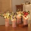 Crochet Flower Bouquet with LED Light Strip Handmade Knitting Yarn Floral Decoration Home Office Table Centerpiece Mother's Day Birthday Gift