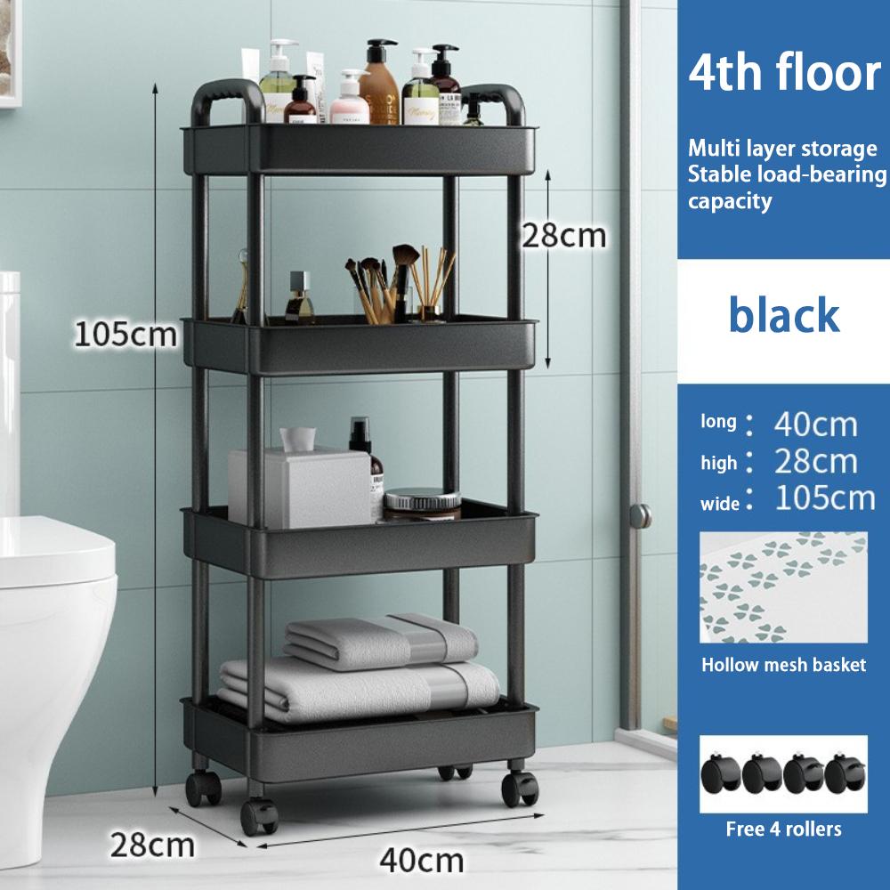 4/5 Tier Large Capacity Bathroom Organizers, Rolling Storage Cart with Wheels Classified Stickers for Bathroom, Kitchen