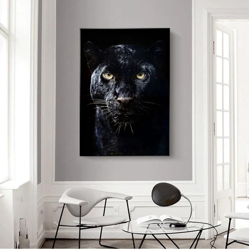 Animal Canvas Poster Black Panther and Printmaking Wall Art Canvas Painting Modern Living Room Home Decoration Painting Picture No Frame