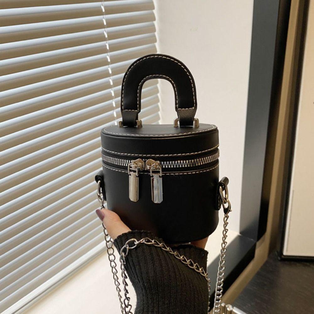 PU Leather Box Crossbody Bag Solid Color Clothes Match Bag Personality Mini Lipstick Bag Girls