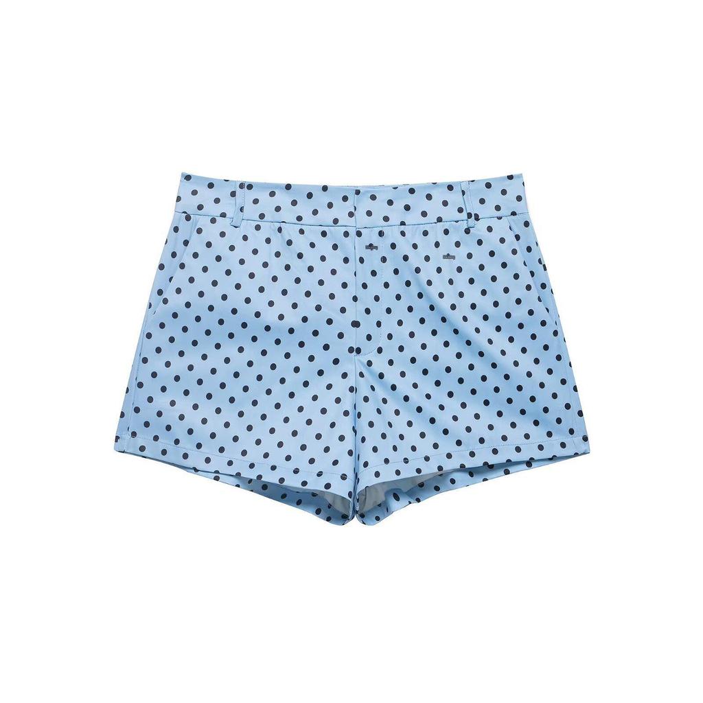 European American Women's Fashion Polka Dot Bubble Sleeve Jacket + Mini Shorts Set