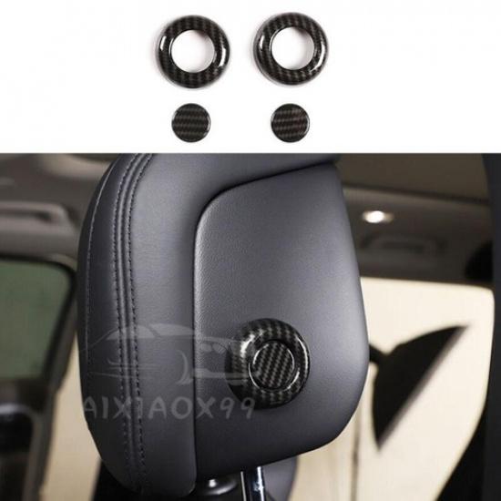 ABS Carbon Fiber Seat Headrest Button Ring Cover For Defender 110 90 -