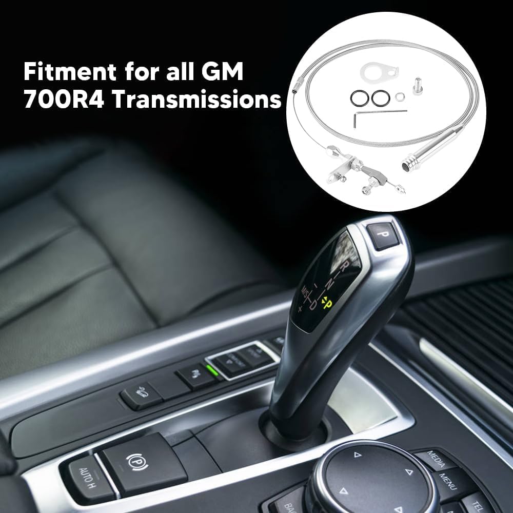 TH350 Kickdown Cable, Stainless Steel Braided Transmission Detent Cable for General Motors, Performance Upgrade & Repair, Durable GM TH350 Kick Down