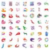 55 New Style Worm Graffiti Stickers for Suitcases, Laptops, and Cars - Cartoon Collection