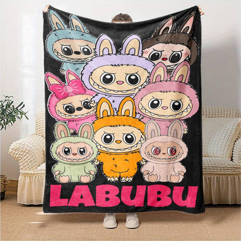 Labubu Blanket Comfortable Suitable for Seaside Couch Bedding for All Seasons Playful Design Unique Gift for Family and Friends Camping