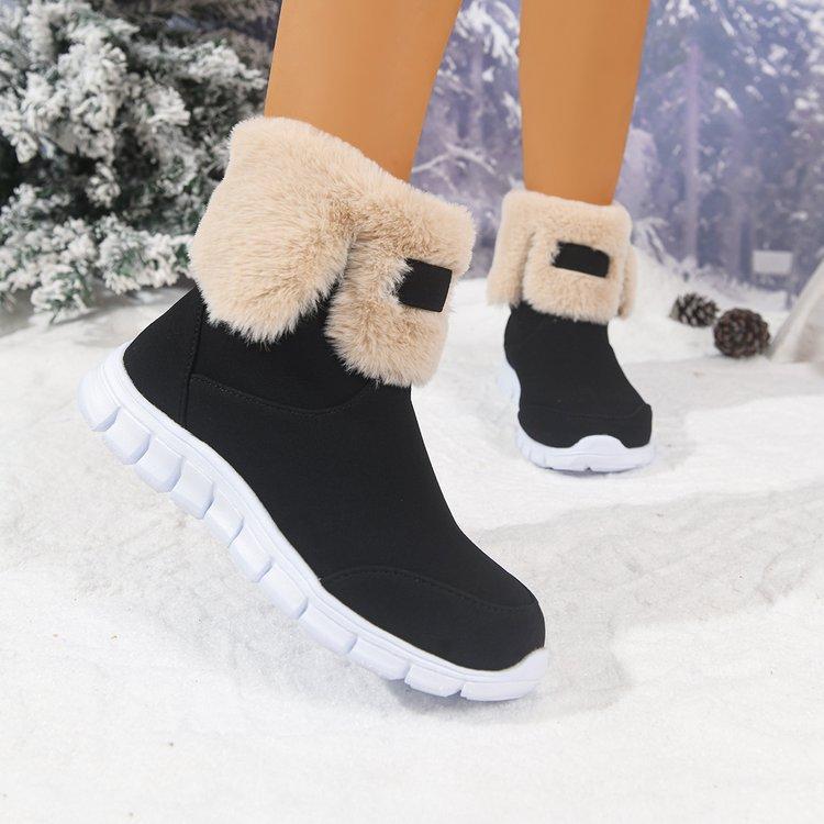 Dámské měkké elastické zimní teplé zateplené sněhule na silné podrážce, protiskluzové, odolné proti opotřebení, outdoorové volnočasové sportovní bavlněné boty