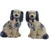 Handbemaltes blau-weißes Porzellan Hundepaar Kleine Figuren Heimdeko