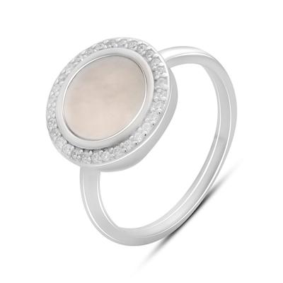 Silver Ring with Natural Mother-of-pearl, Product Weight 3.21 Gr (2184904)