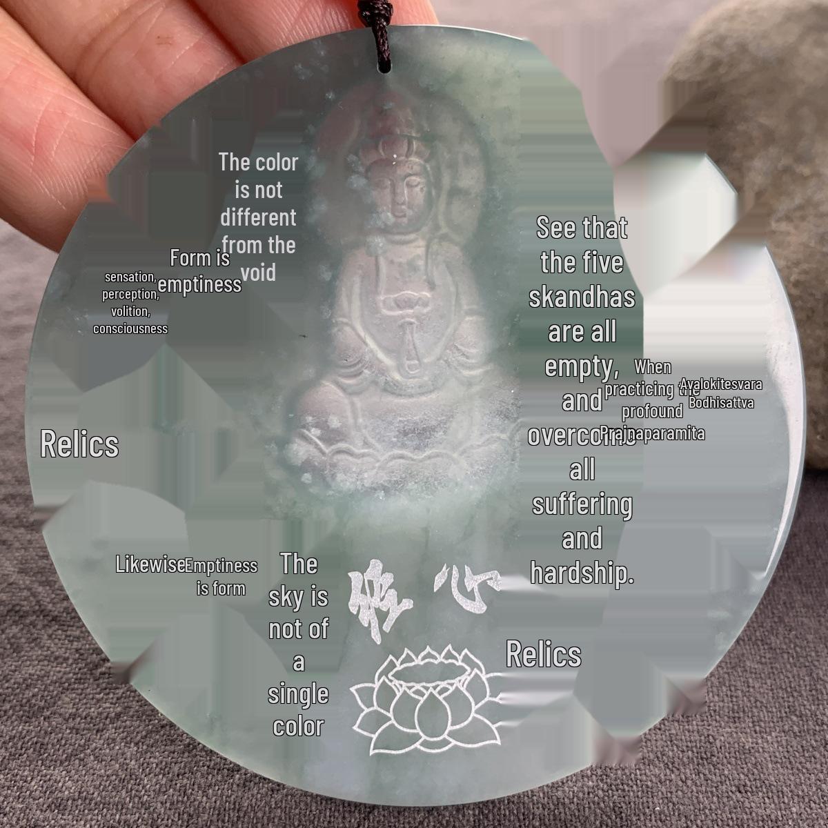 A-Grade Natural Jade Guan Gong  Guanyin Pendant with Certificate