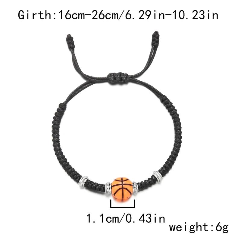 Football Baseball Basketball Charm Bracelet For Men Women Simple Adjutable Black Rope Braided Bracelet Boys Sports Jewelry