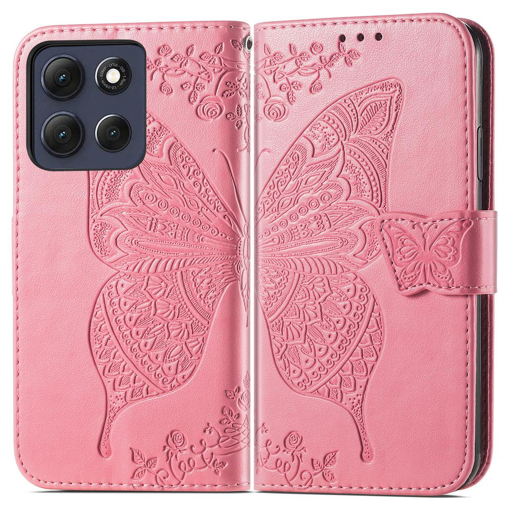 For Motorola Moto G86 Power 5G Case with Strap Butterfly Pattern PU Leather Wallet Phone Cover