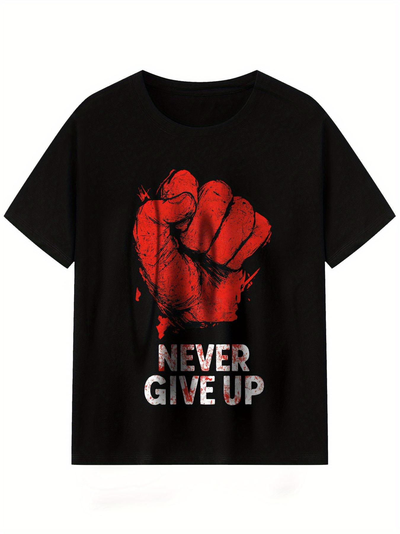 Men s Never Give Up Graphic T-Shirts Casual Crew Neck Short Sleeve Comfortable Casual Attire Sports Vacations Camisetas S разноцветный
