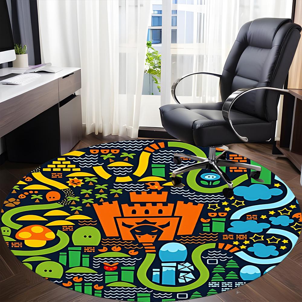 1 runder Teppich „Fantasy World“ für Büro und Wohnbereich, geeignet als Fußmatte für den Innenbereich, unter Bürostühlen, im Schlafzimmer, Wohnzimmer oder als Raumdekoration.