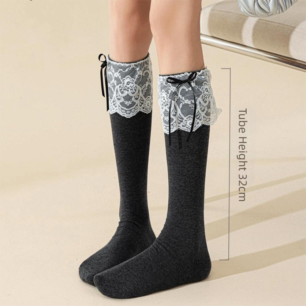 Lace Ruffle Stockings College Style Warm Socks Fashion Long Socks  Autumn Winter