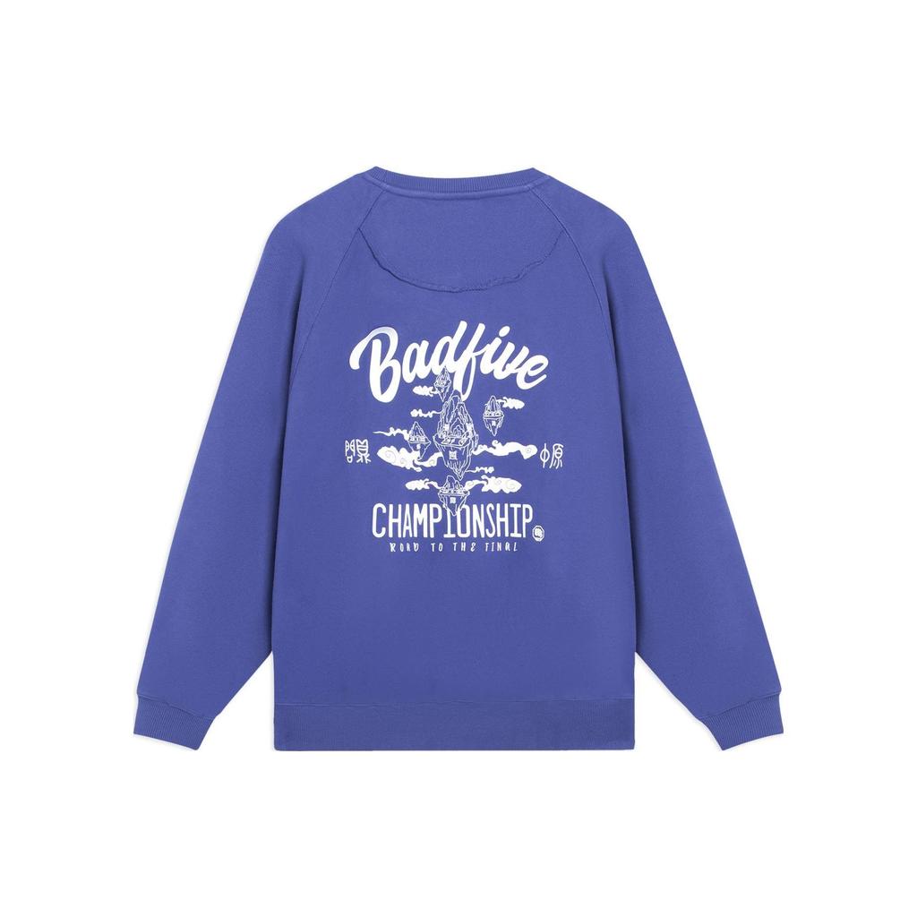 Li Ning BADFIVE Sweatshirts Unisex Blue Crew Neck Moderate Regular AWDSG19-4