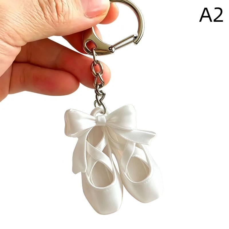 Ballet Shoes Bow Keychain Fashion Sweet Pendant 1Pcs Durable Key Ring Hanging Ornament for Girls Graduation Gift