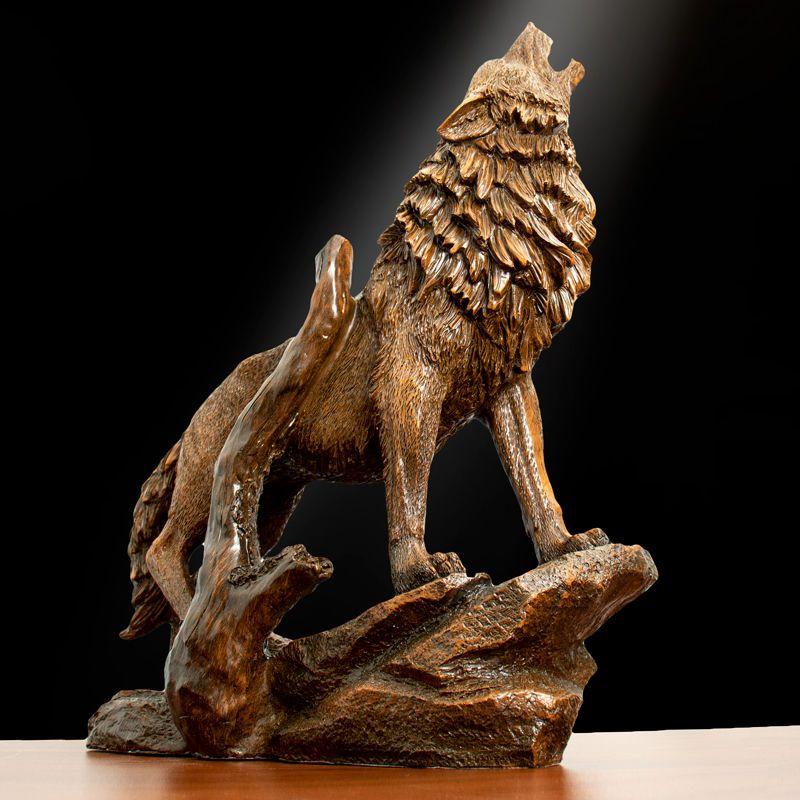 Chinese Style Carved Wolf Ornaments Handicrafts Home Decor Living Room TV Wine Cabinet Foyer Office Decoration